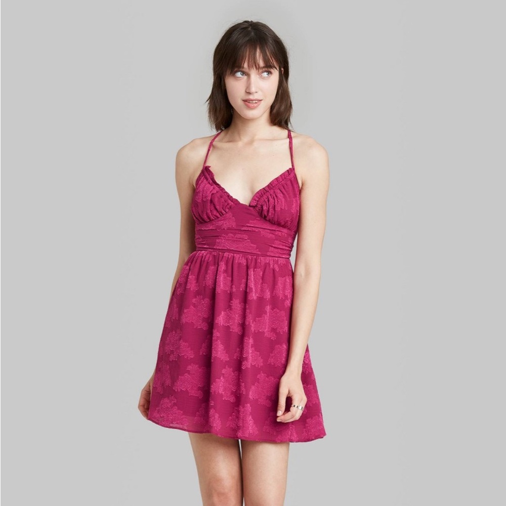 Target Burgundy Valentines Day 💘 Backless Dress Sexy Floral Skater - Size S
